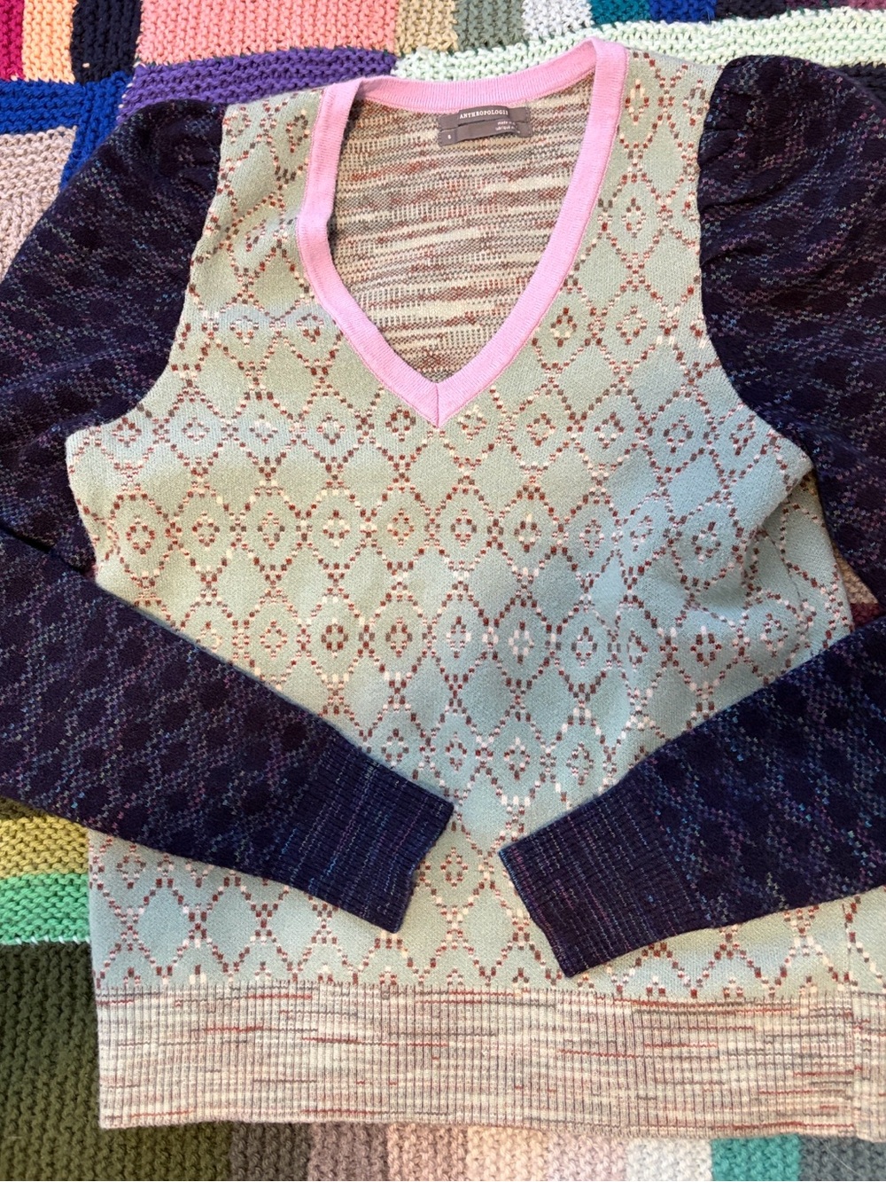Anthropologie cherie puffed sleeved sweater